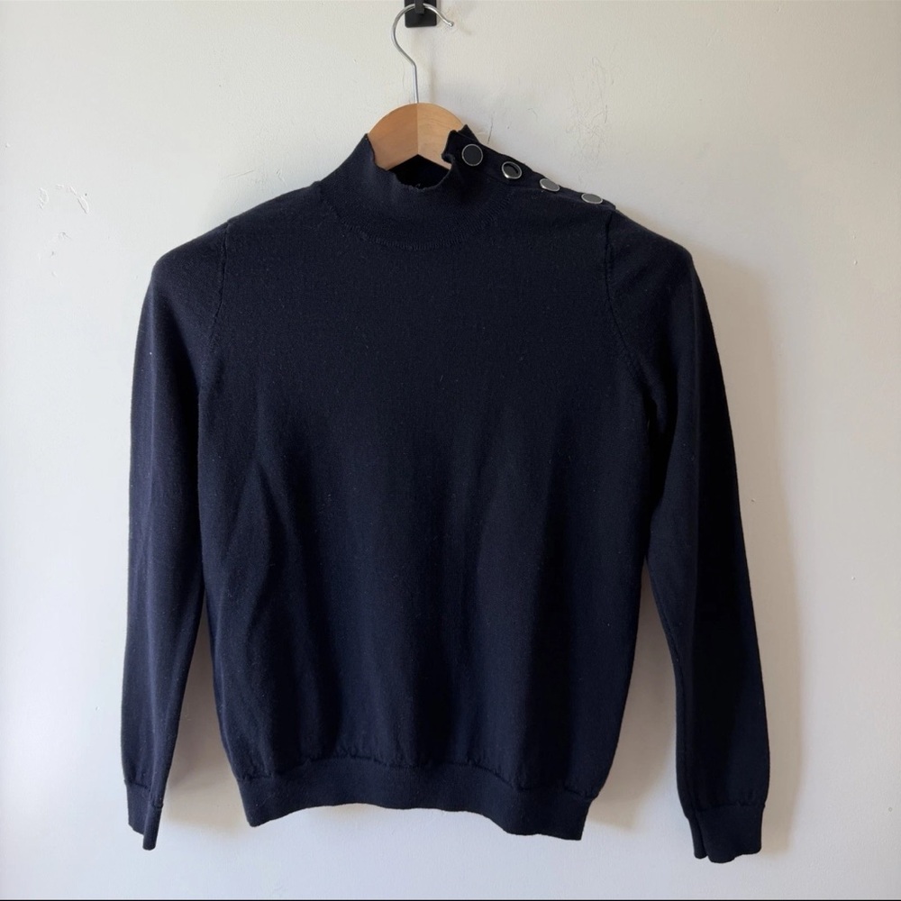 Sézane Jacob Jumper Women Sweater S Navy Blue Merino Wool Quiet Luxury - Picture 2 of 9